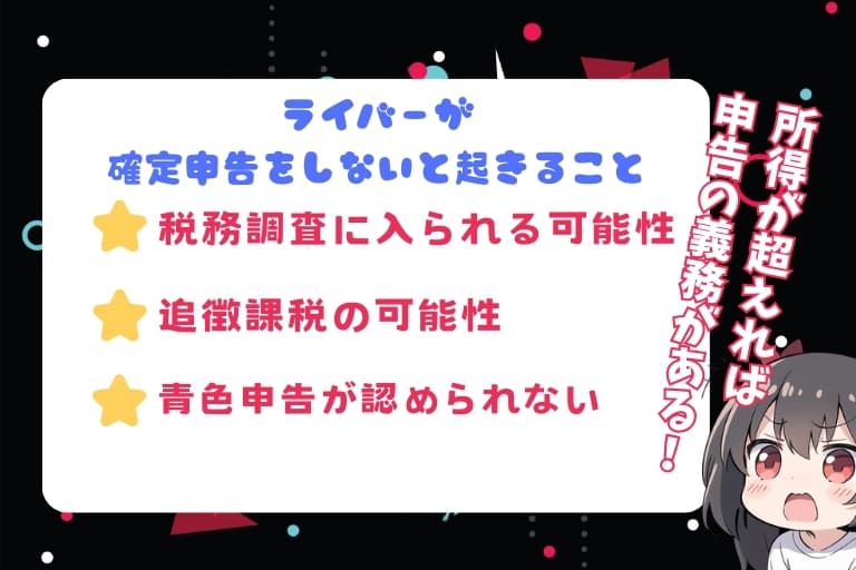 ライバーが確定申告をしないと起きること